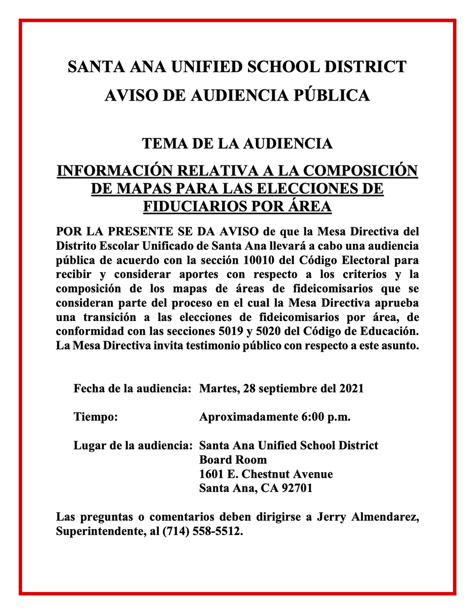 Notice of Public Hearing - Spanish